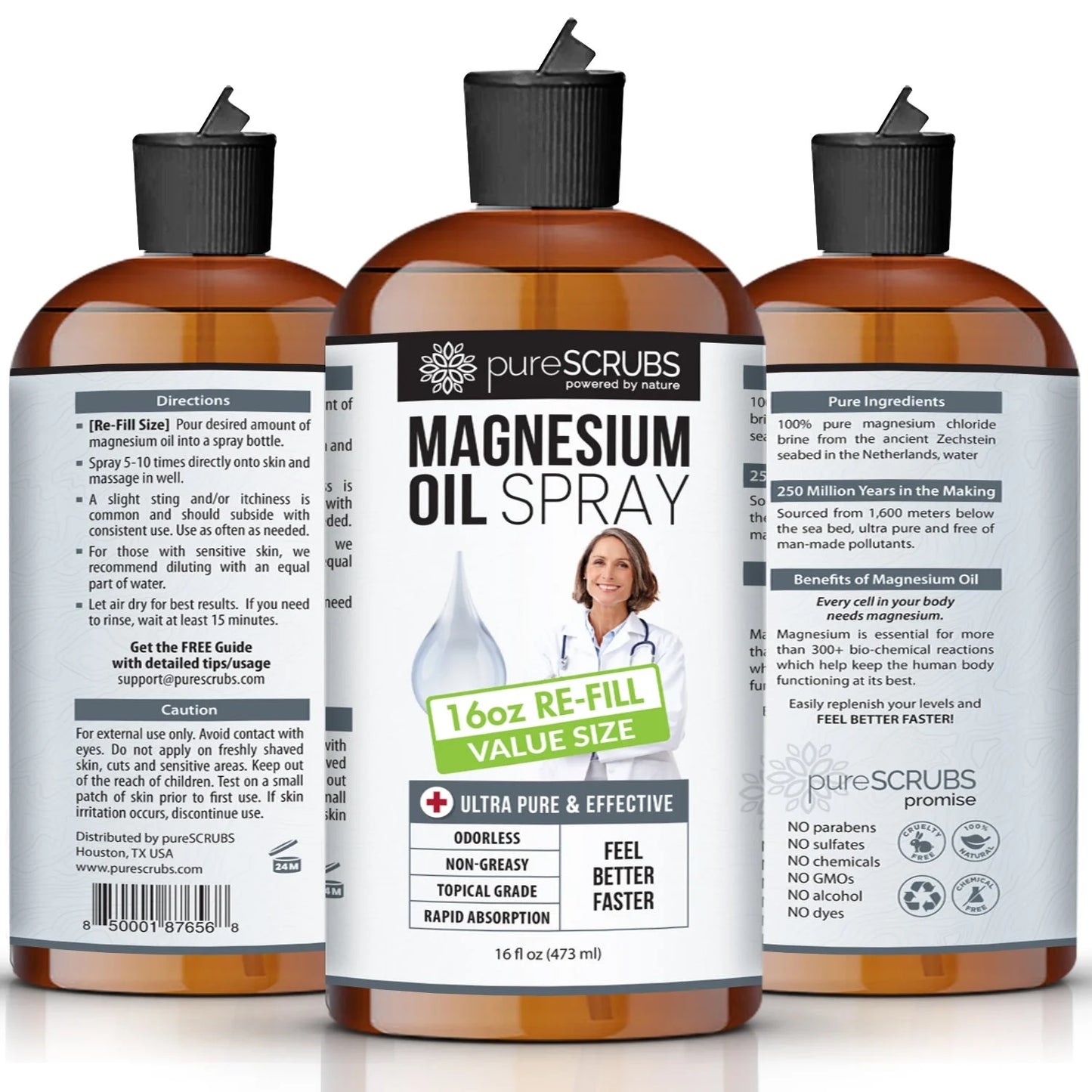 Doctor Recommended Magnesium Oil Spray Supplement - FEEL BETTER FASTER (4Fl Oz - 1 Bottle)