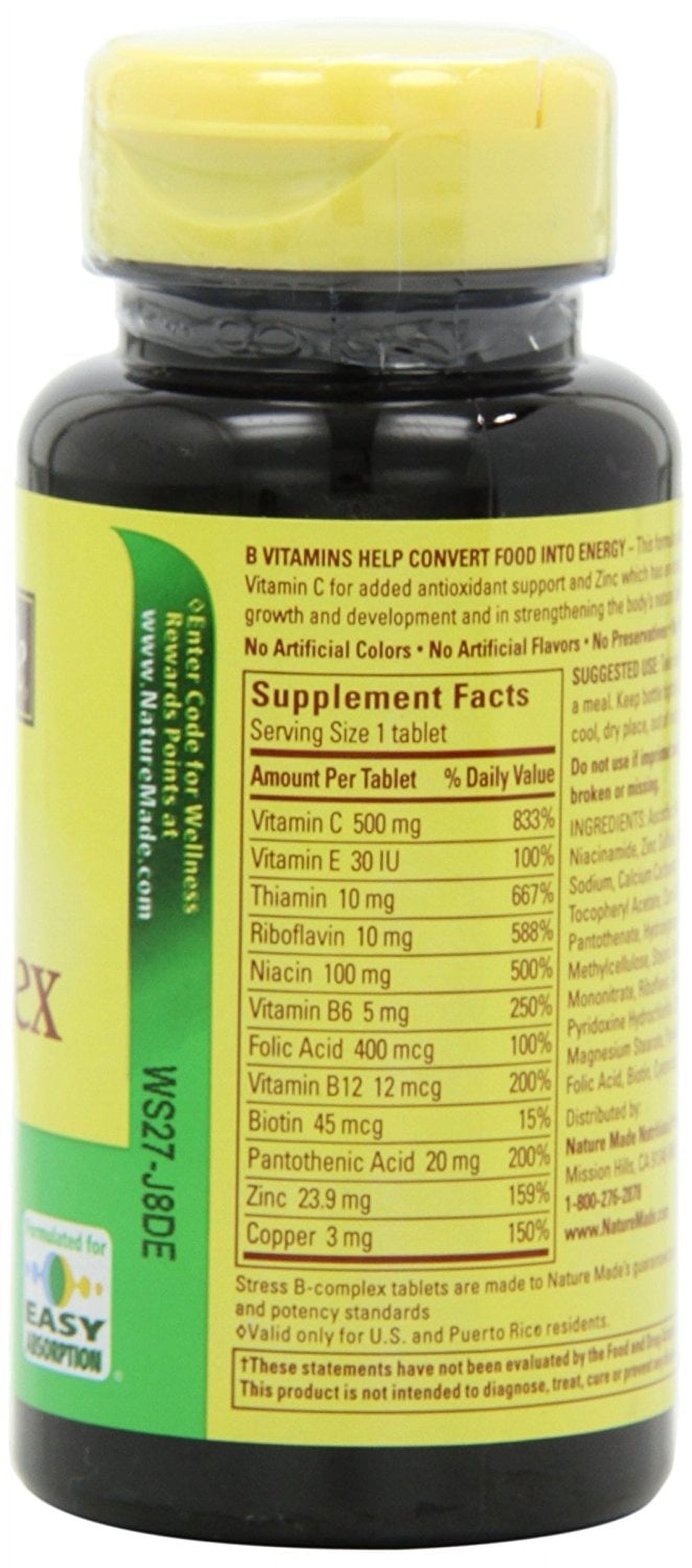 Stress B Complex with Zinc Tablets, 75 Count