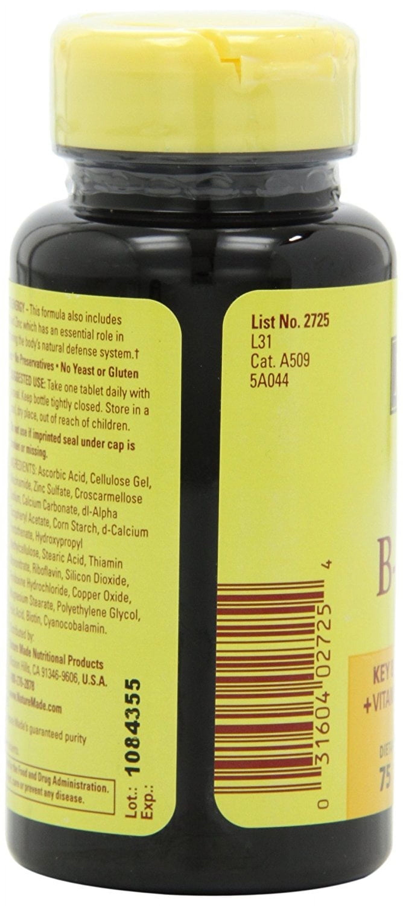 Stress B Complex with Zinc Tablets, 75 Count