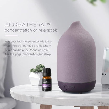 Essential Oil Diffusers, Aromatherapy Diffuser for Essential Oils, 100Ml Ceramic Oil Diffusers for Large Room - 5 Timers, Warm Ambient Light, Auto-Off (M40-Purple)