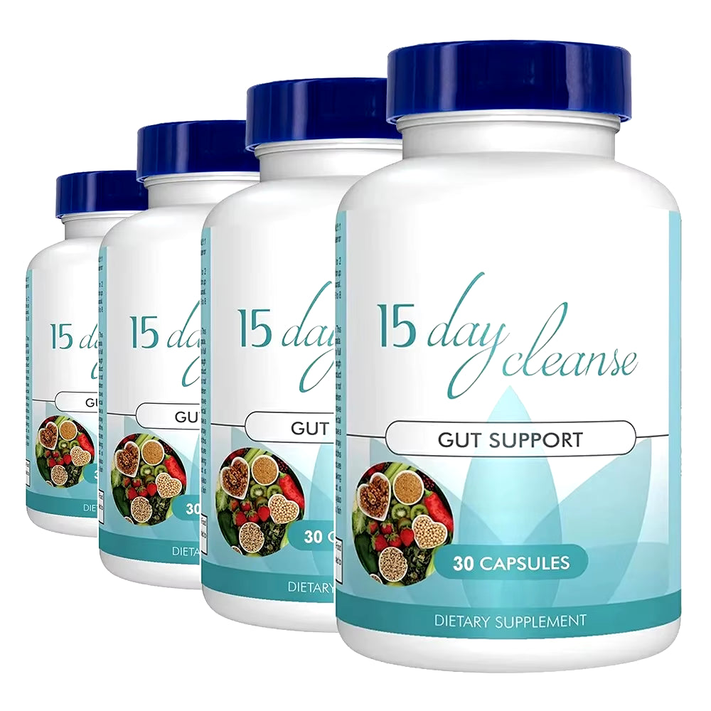 Gut Health Supplements - Improve Digestive Comfort 15 Day Cleanse Detox Gut & Colon Support Capsules