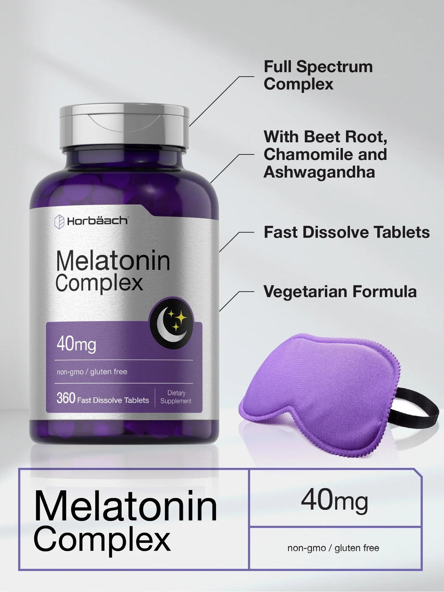 Melatonin Complex 40Mg | 360 Fast Dissolve Tablets | for Men and Women | by