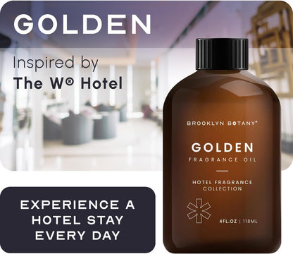 Hotel Diffuser Oil Golden Scent - Luxury Hotel Oil Inspired by 24K Magic Fragrance Oil for Cold Air Diffuser - Aromatherapy Diffuser Oil Scents for Home - 118 Ml