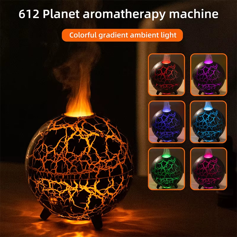 New Creative Ultrasonic Planet Aromatherapy Air Humidifier 200ML USB Spray Fragrance Essential Oil Diffuser Colorful Crack Flame