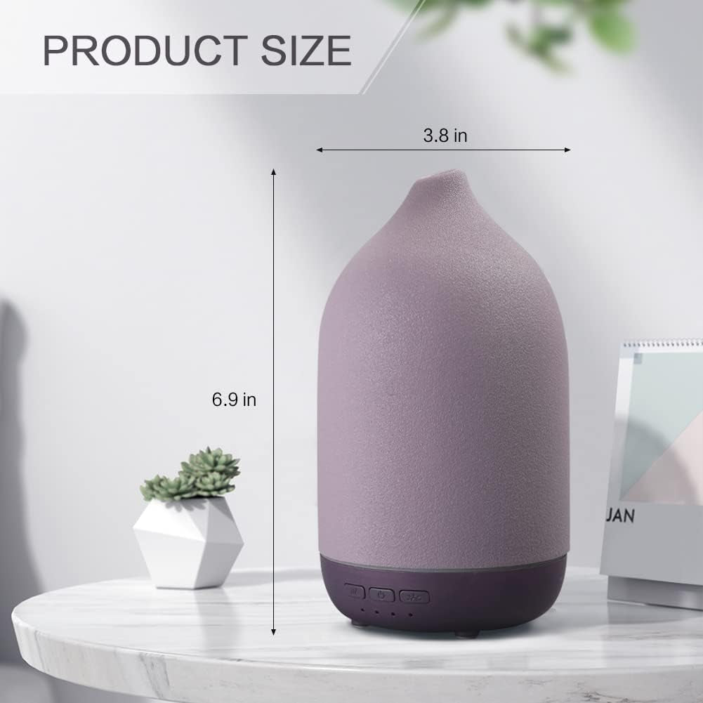 Essential Oil Diffusers, Aromatherapy Diffuser for Essential Oils, 100Ml Ceramic Oil Diffusers for Large Room - 5 Timers, Warm Ambient Light, Auto-Off (M40-Purple)