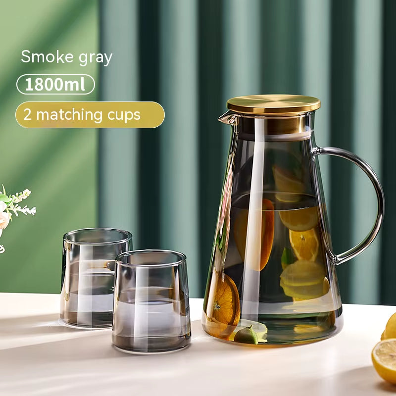 Nordic Glass Water Bottle Set Large Capacity High Temperature Resistant Glass Kettle Home Classic Pure Color Juice Kettle