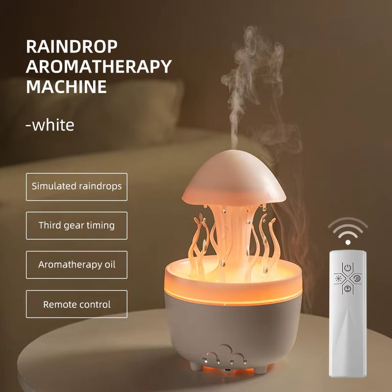 Rotate Raindrop Aromatherapy Machine Simulated Seagrass Air Humidifier Remote Control Color Light Essential Oil Aroma Diffuser