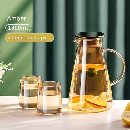 Nordic Glass Water Bottle Set Large Capacity High Temperature Resistant Glass Kettle Home Classic Pure Color Juice Kettle