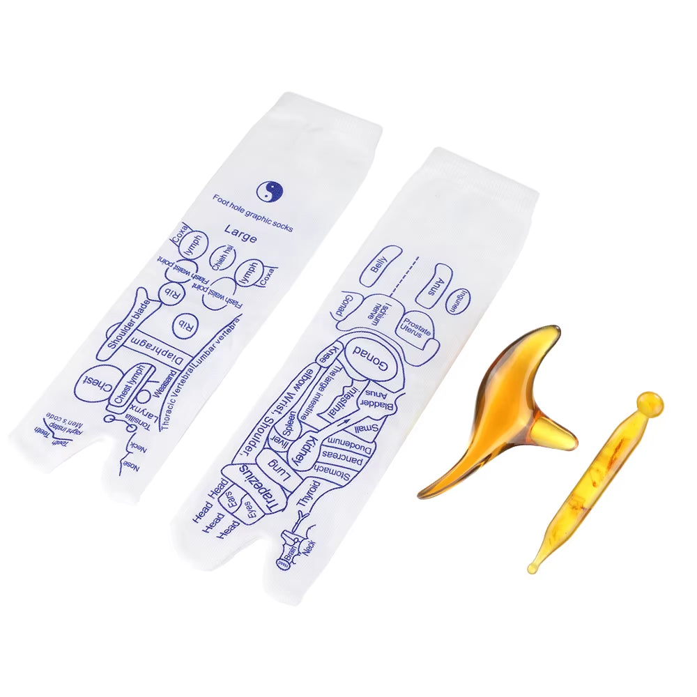 Foot Massage Socks Acupressure Reflexology Socks Foot Point Tool Physiotherapy Sock with Stick Massage Foot Point Diagram Socks