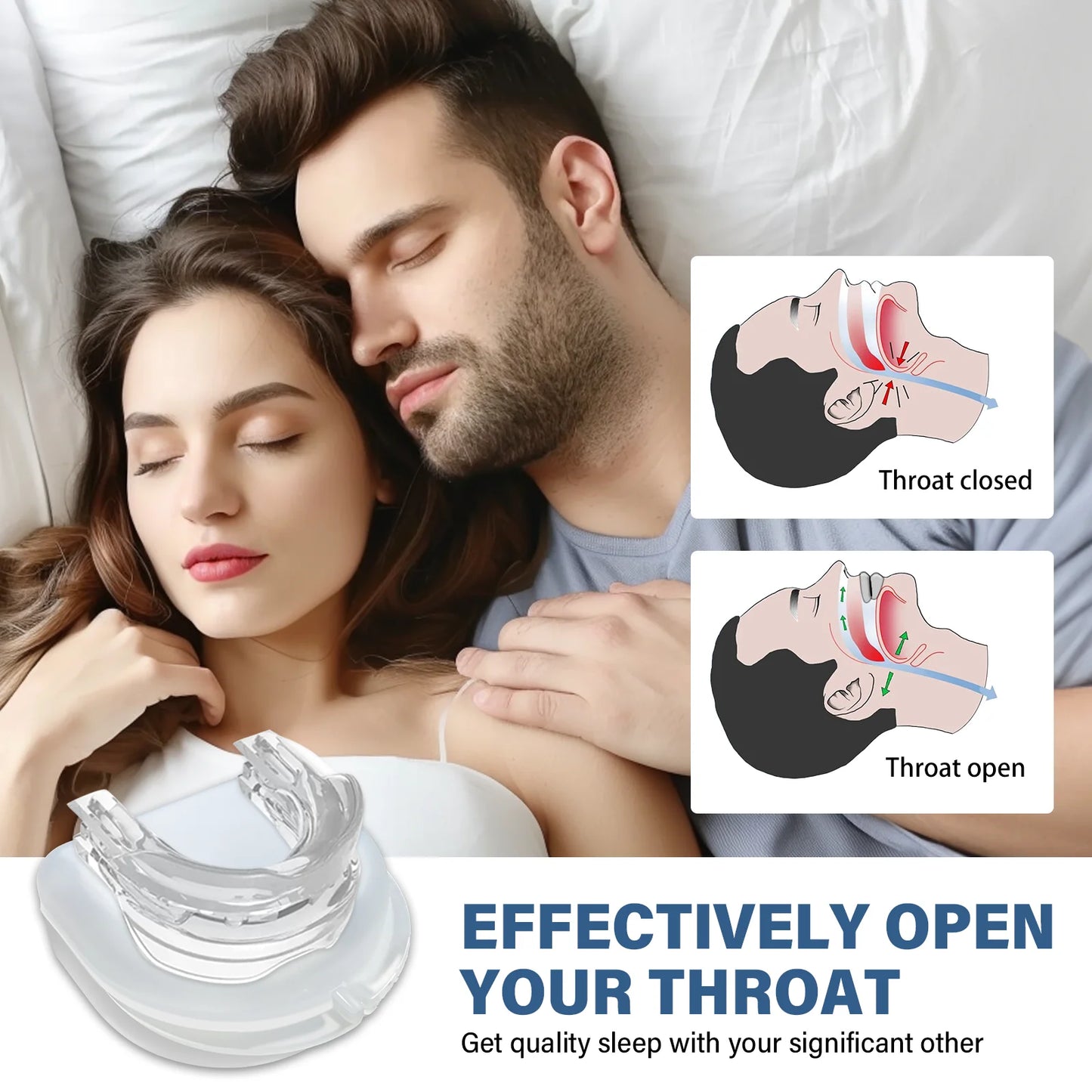 Anti-Snoring Mouthpiece - Anti-Snoring Mouth Guard, Snoring Solution Adjustable Mouth Guard - Helps Stop Snoring, Anti-Snoring Devices for Man Sleep