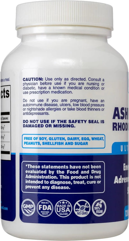 Cortisol Manager Supplement, Supports Relaxation, Mood & Sleep in Times of Occasional Stress, Ashwagandha Rhodiola Adaptogens Supplements, Helps Maintain Normal Cortisol Levels, 120 Capsules, USA