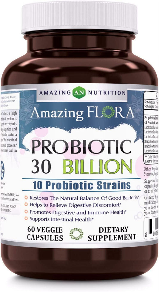 Probiotic 10 Best Probiotics Strains 30 Billion 240 Veggie Capsules Supplement | Supports Better Digestive & Gut Health | Non-Gmo | Gluten Free | Suitable for Vegetarians | Made in USA