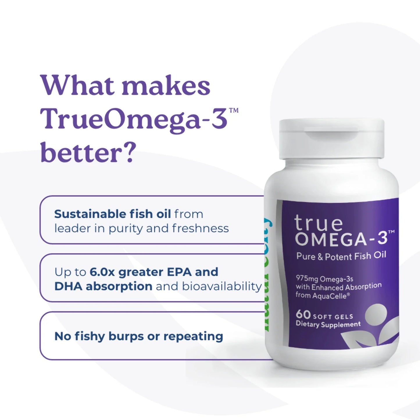 Trueomega-3 - Pure and Potent Fish Oil, 60 Softgels