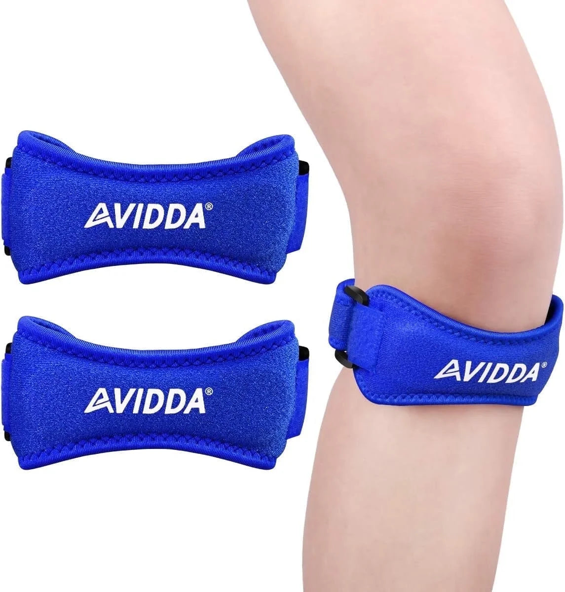 Patella Knee Strap Stabilizing Knee Brace Support Pain Relief Adjustable Band, Pack of 2