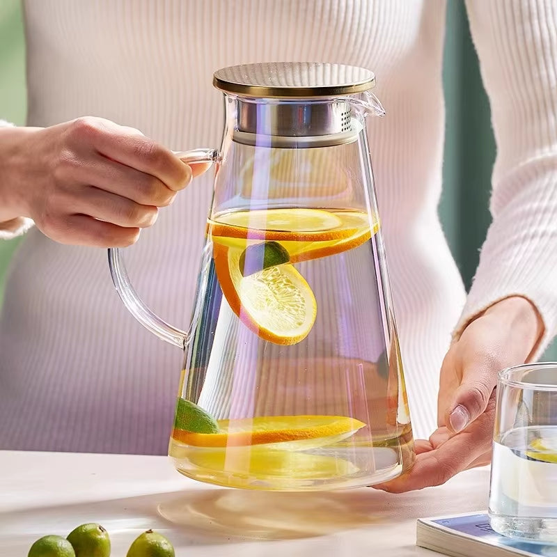 Nordic Glass Water Bottle Set Large Capacity High Temperature Resistant Glass Kettle Home Classic Pure Color Juice Kettle