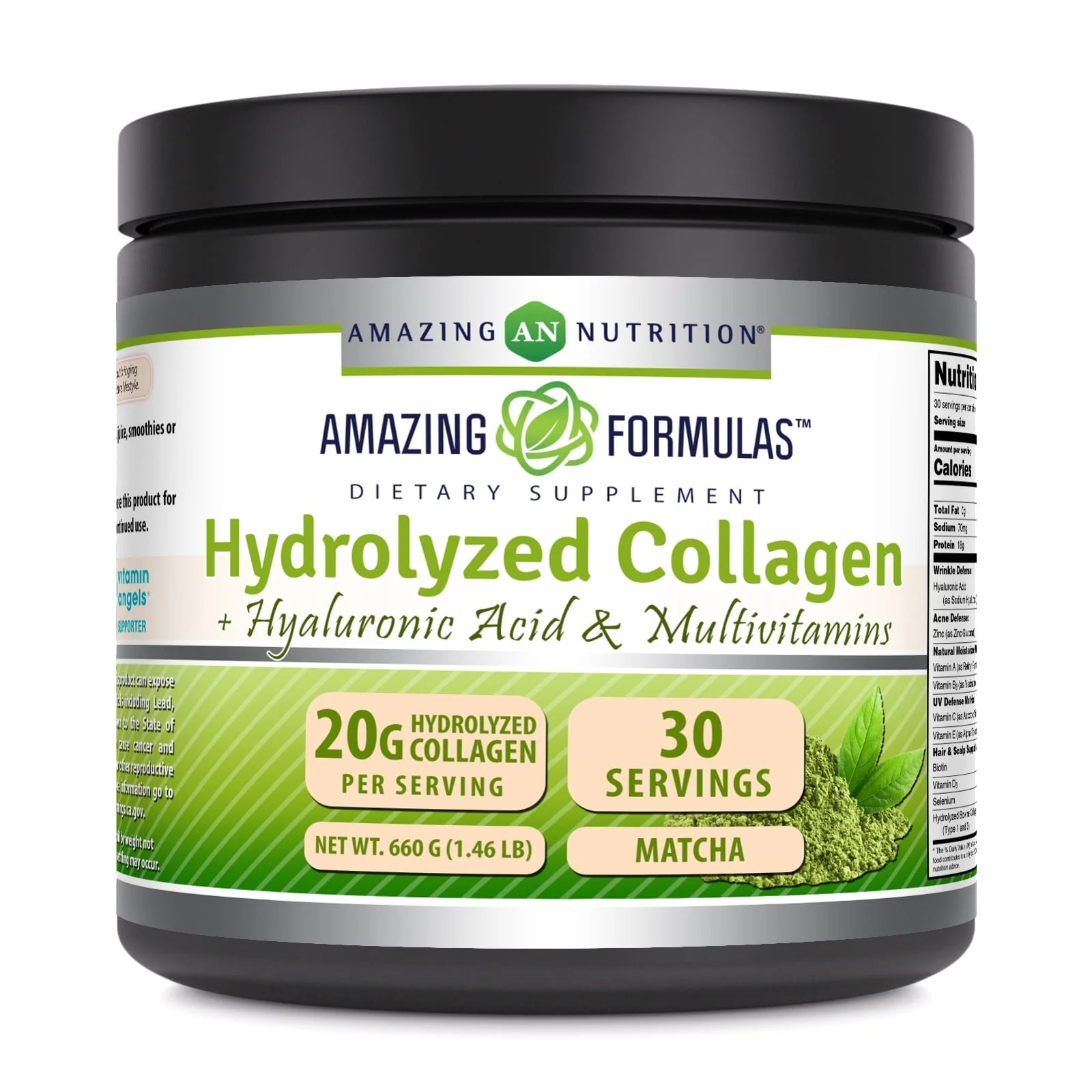 Hydrolyzed Collagen with Hyaluronic Acid & Multivitamins Supplement | 30 Servings Powder | 690 Grams | Chocolate Flavor | Made in USA