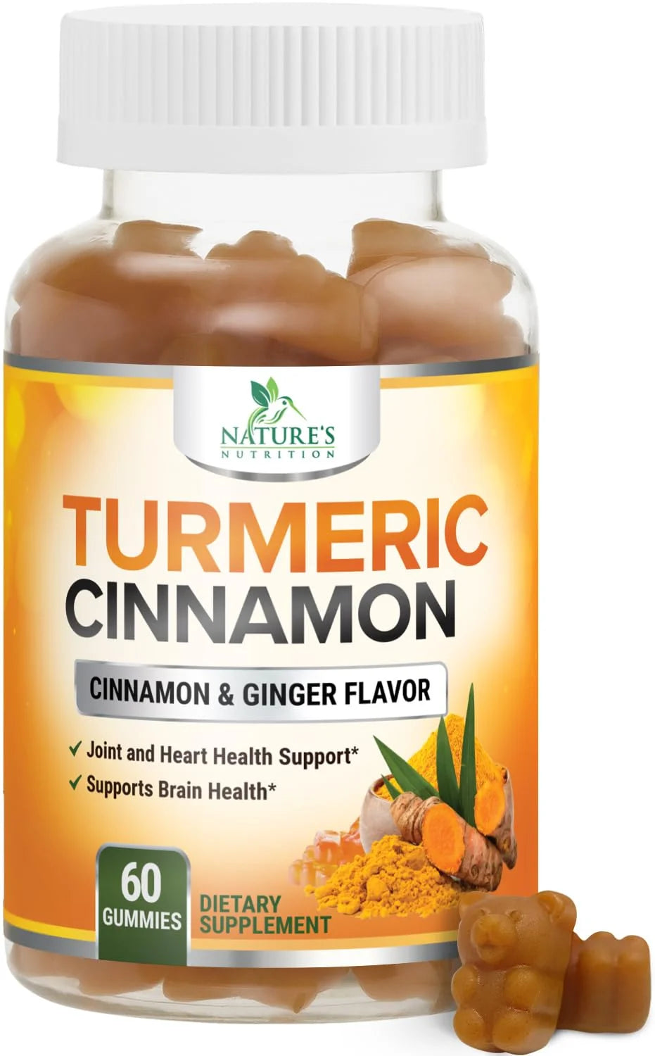 Turmeric Curcumin Gummies 95% Curcuminoids with Cinnamon, Ginger & Black Pepper Extract for Max Absorption Joint Support Supplement, Nature'S Herbal Turmeric Gummy Pills, Vegan Non-Gmo - 60 Gummies