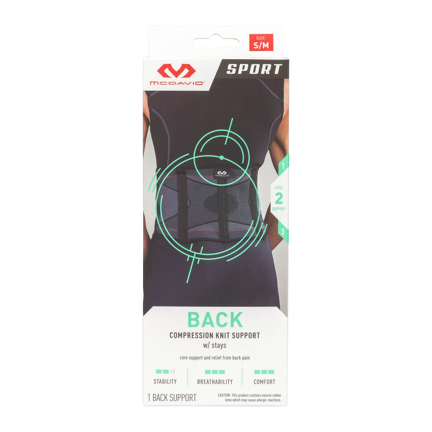 Sport Knit Compression Back Support, Black, Unisex, Adult Large/Extra Large