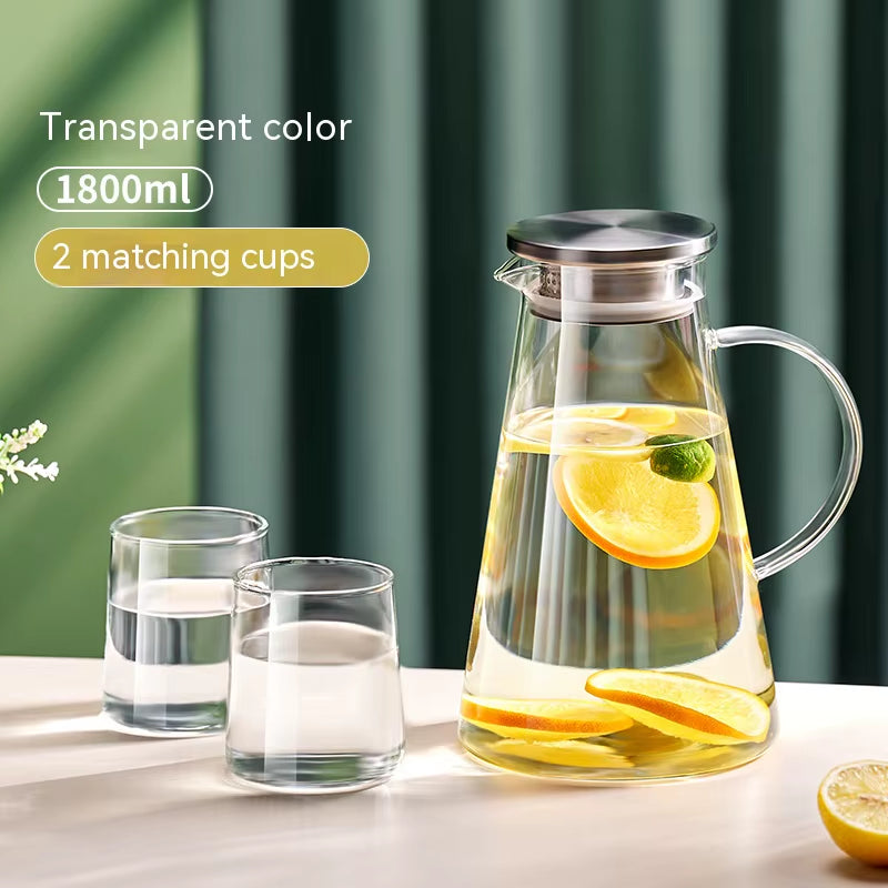 Nordic Glass Water Bottle Set Large Capacity High Temperature Resistant Glass Kettle Home Classic Pure Color Juice Kettle