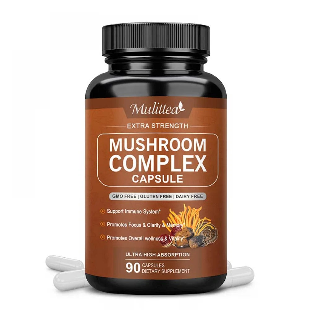 Mushroom Complex Tablet - Mushroom Complex Supplement with Lion'S Mane Cordyceps - 90 Vegen Capsules(Gluten Free)