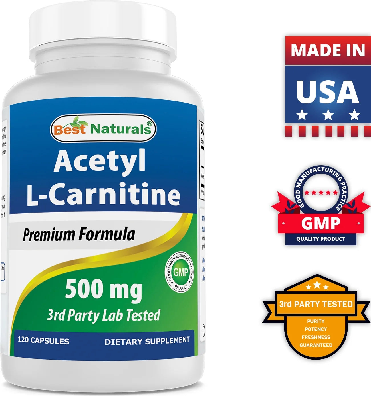 2 Pack  Acetyl L-Carnitine 500 Mg 120 Capsules