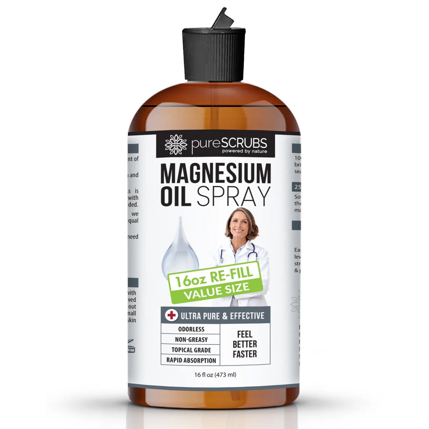 Doctor Recommended Magnesium Oil Spray Supplement - FEEL BETTER FASTER (4Fl Oz - 1 Bottle)