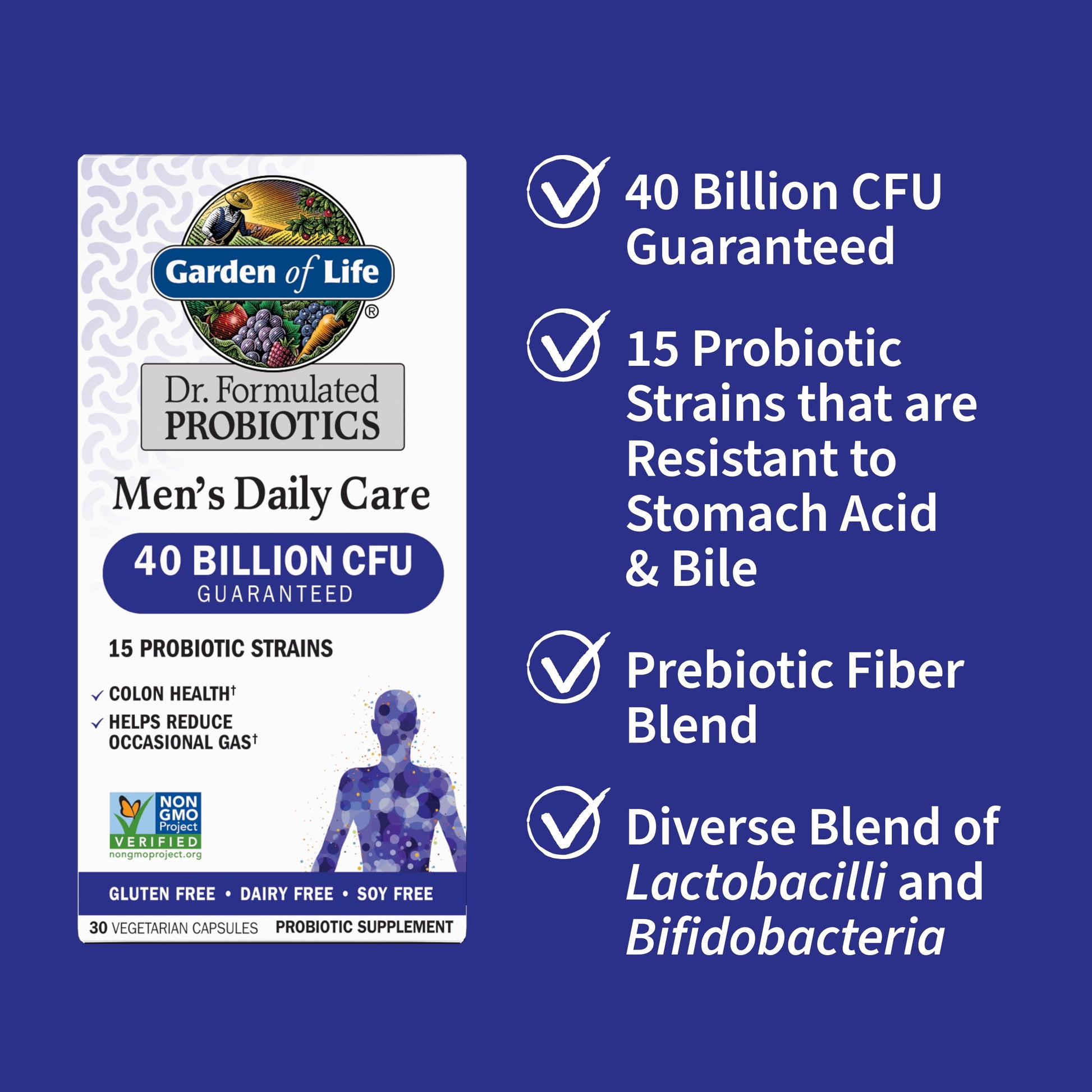 Dr. Formulated Men'S Daily Probiotics, 40 Billion CFU, 30 Ct