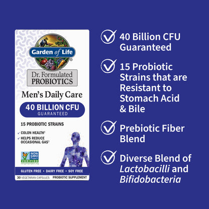 Dr. Formulated Men'S Daily Probiotics, 40 Billion CFU, 30 Ct