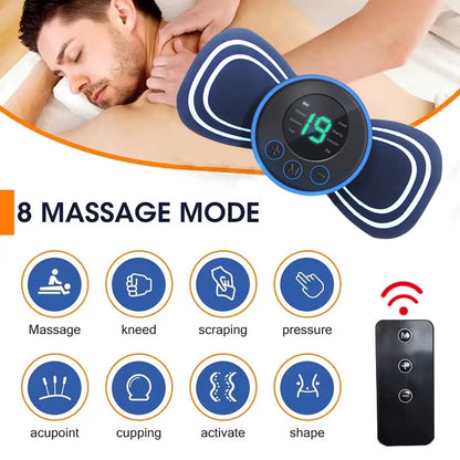 Mini Cervical Spine Patch Remote Control and Portable Massager with Patches for Full Body Massage with Multi-Mode Adjustment